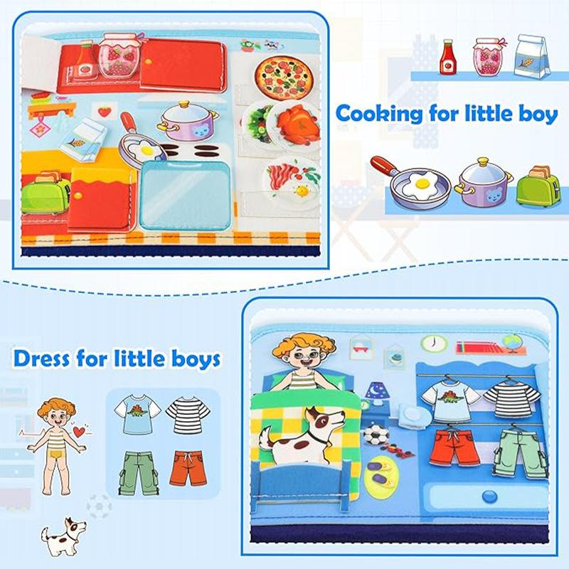 Children'S Cartoon Blue Learning Board Children'S Toy Book Exercise Learning Hands-On Ability Educational Toy Felt Board