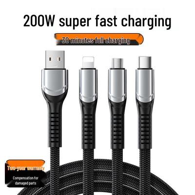 Shun Wang Shun 240W 3-in-1 Braided Data Cable, Super Fast 6A Charger for Apple & Huawei Devices