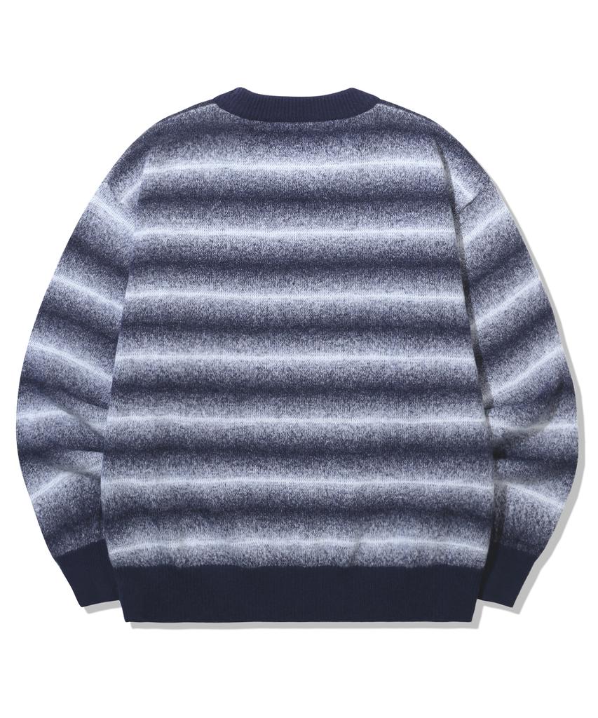 TRILLION Washable Gradient Stripe Crewneck Knit_Navy