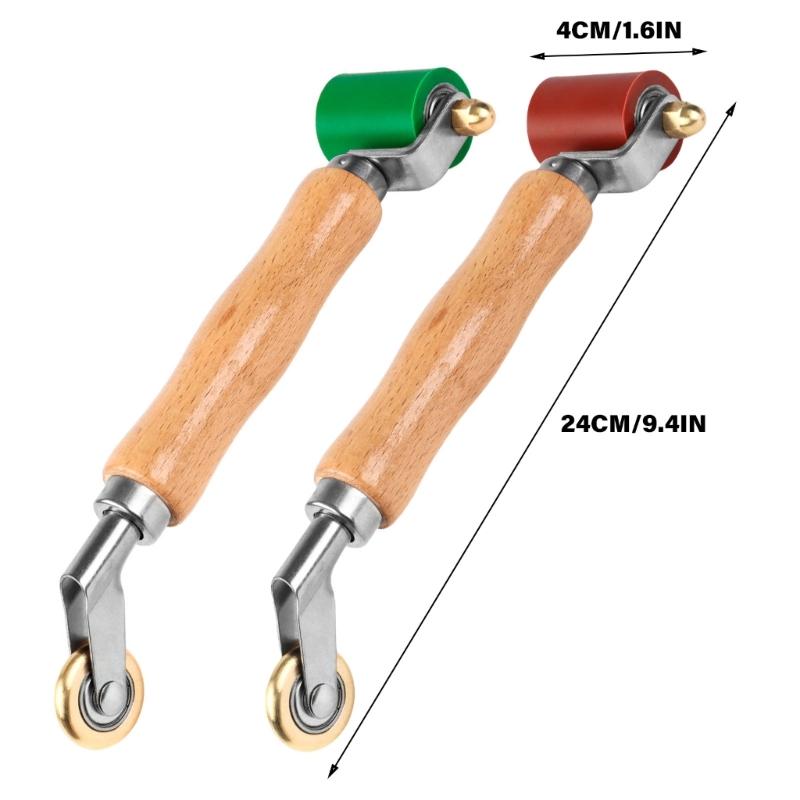 Professional Combination Rubber Pressure Roller & Metal Corner Roller with Ergonomic Wood Handle for Professional