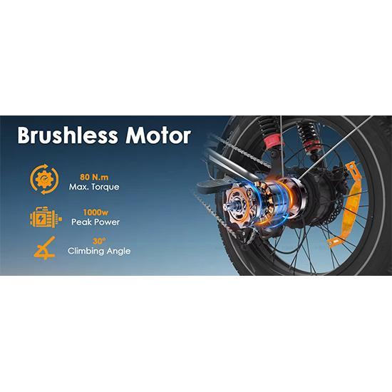 Ebike Cool S8 1000W Doppio Motore 48V 17.5AH Ruote Larghe da 20 pollici Sospensioni Anteriori e Posteriori Ebike Elettrica a Pedalata Assistita per Adulti (con Pedale)