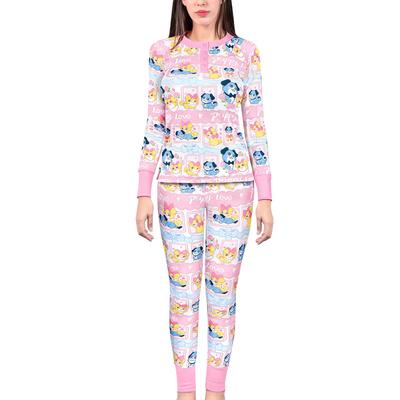 LittleForBig Adult Silky Pajama Set (2-Piece Set) "Ao-chan's Love Story" Long Sleeves and Pants, Loungewear, Stretchy, Unisex, Pink, Size 2XL