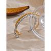 Yhpup Braceletjonc Métal Torsadé en Acier Inoxydable Imperméable Minimaliste Métal Mode Quotidienne Plaqué Or Bijou de Poignet