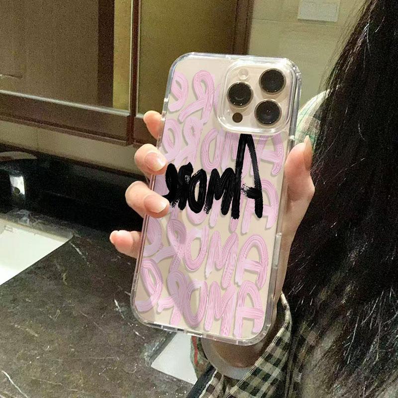 Doodle Text Advanced Pattern Phone Case for iPhone 17 Air 16 15 14 11 Pro Max Plus 13 12 Soft TPU Back Cover Coque