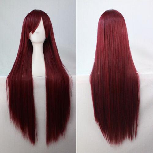 Women 80cm Long Straight Wigs Fashion Cosplay Costume Anime Hair Party Full Wigs