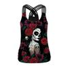 New Rose Skull Digital Printed Vest Women's Sports Running Elastic Skinny Top