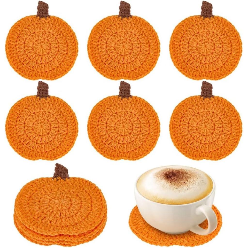 1 Stück Handgefertigte Häkel-Kürbis-Untersetzer - Oranges Spiralmuster-Design, Stoff-Tischplatten-Schutzmatte - Esstisch-Dekoration
