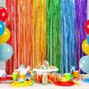 6Pcs Rainbow Photo Backdrop Hanging Streamers  For Festival Event And Celebration Foils Fringes Tinsel Curtains