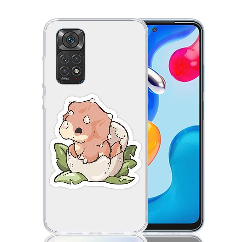 Dinosaur Cartoon Cute Phone Case For Xiaomi Redmi Note 15 14 13 12S 12 Pro Plus 11S 11E 11 11T 10S 10 Art Soft Pattern Cover Red