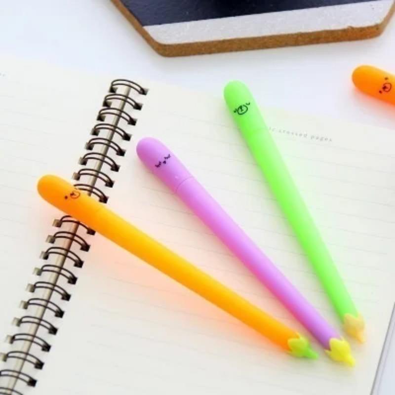 3pcs 0.38 Cute Vegetable Eggplant Stationery Pen Set Cute Gel Pen