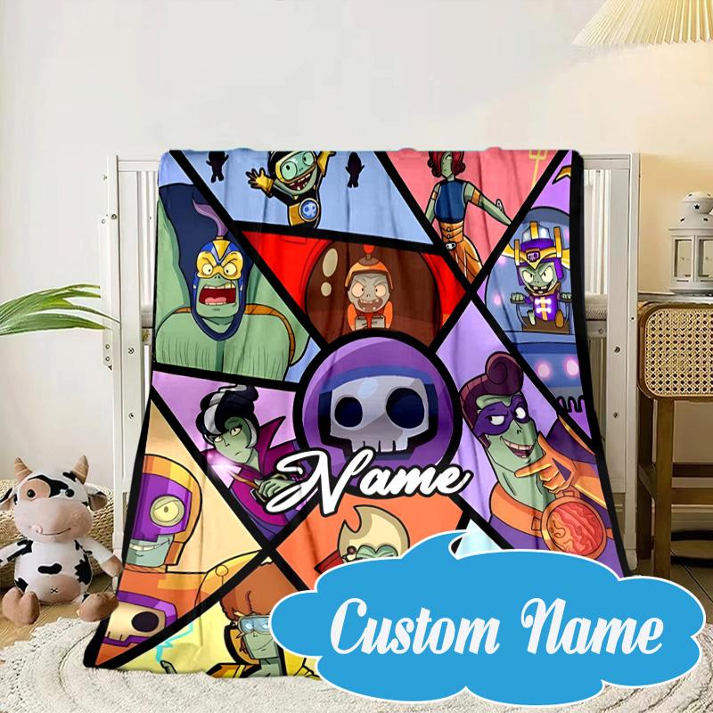 Custom Name Zombies Team-Up Blanket bed sofa Blanket Flannel Blanket for Camping, Hiking, Picnic Essentials,gift for Fan family