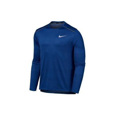 Round Neck Long Sleeve Printed Logo T-Shirt Men Tops Blue AJ7569-438