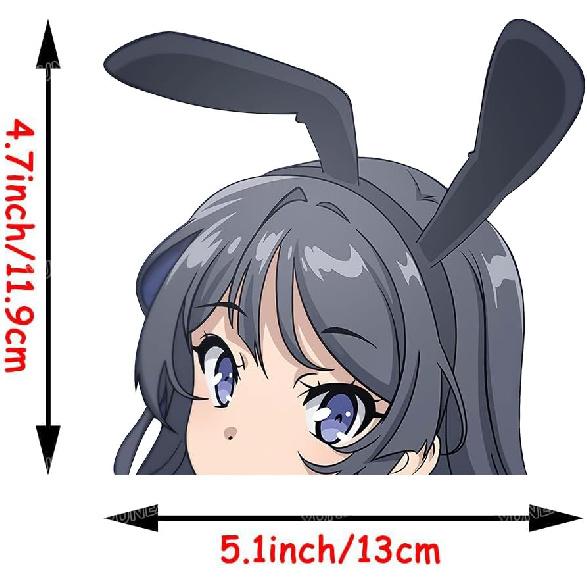 

5.1 Inch Anime Car Sticker Mai Sakurajima Peeker Waterproof Auto Accessories Decal for Bumper Window Laptop Trunk