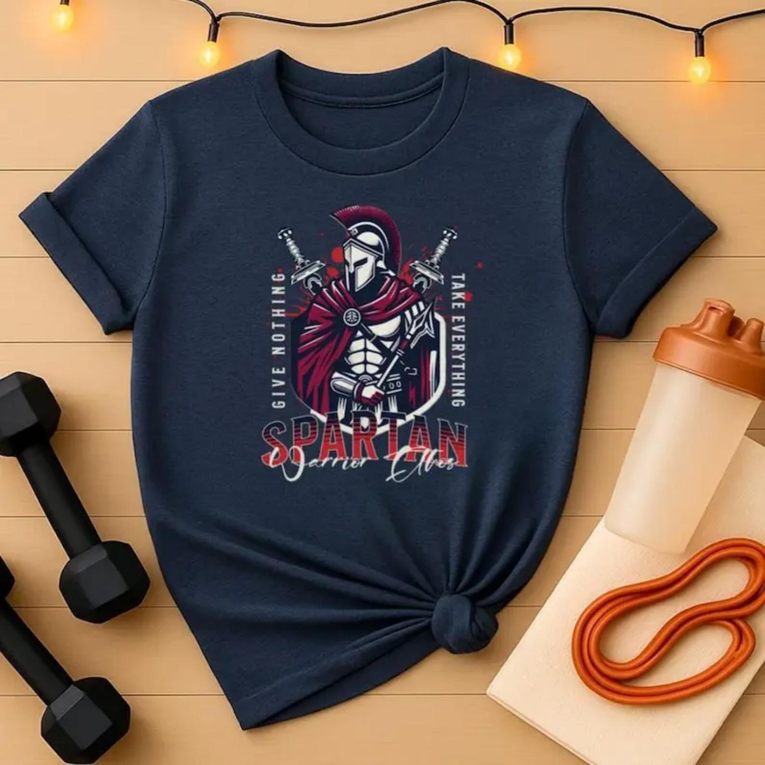 Spartan Warrior T-Shirt_ Corinthian Helmet, Red Plume - Unisex Cotton Tee S чёрный
