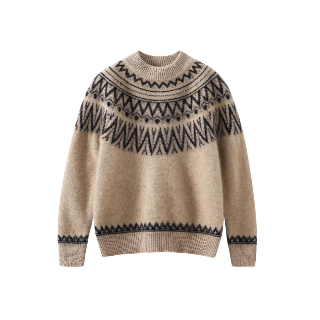 Autumn/Winter Unisex Pure Wool Fair Isle Knit Sweater Pullover for Children