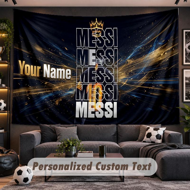 Wall Hanging Tapestry Custom NameLionel Messi Pattern Personalized Printed Fabric Wall Decor