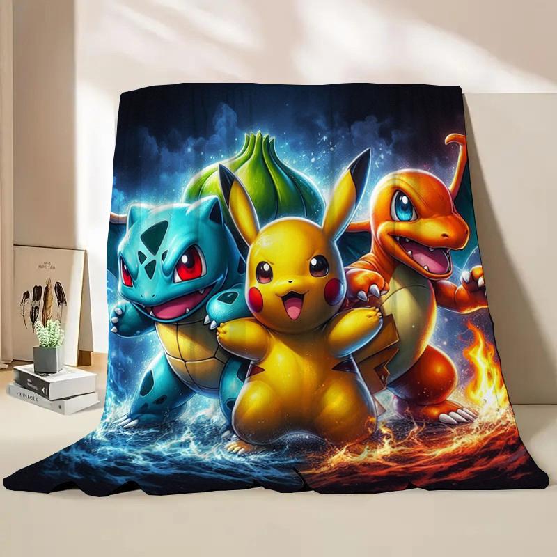 Anime Pokemon Flannel Fluffy Soft Blanket Pikachu Home Sofa Lunch Break,Throw Blanket For Kids Student Bed Blanket Nap Cover
