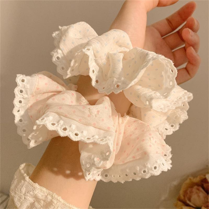 Dot Lace Hair Bands Elastic Scrunchies For Women Fashion Hair Accessories Statement Hairpiece Ponytail Holder
