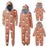 Christmas Print Family Matching Hooded Long Sleeved Zippered Jumpsuit Set