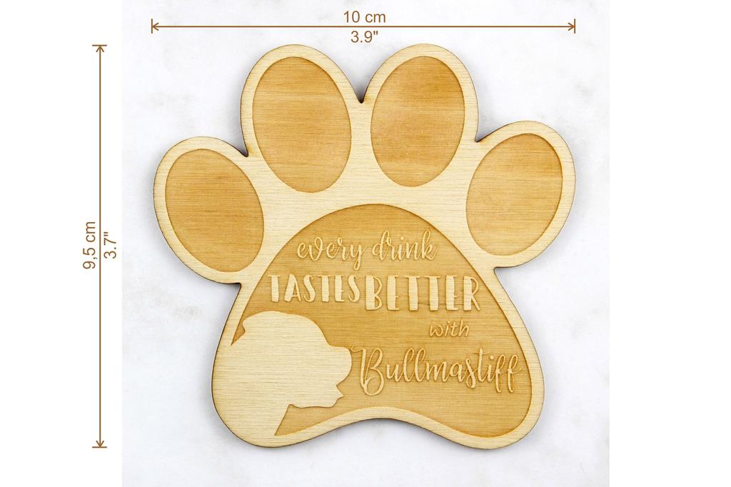 Bullmastiff - Podložka pod hrnek, gravírovaná podložka se psem, dárek pro milovníka psů značky Art-Dog