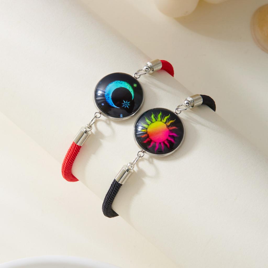 Светящийся парный браслет из смешанного материала без IP со символами звезды и солнца для ночных подарков