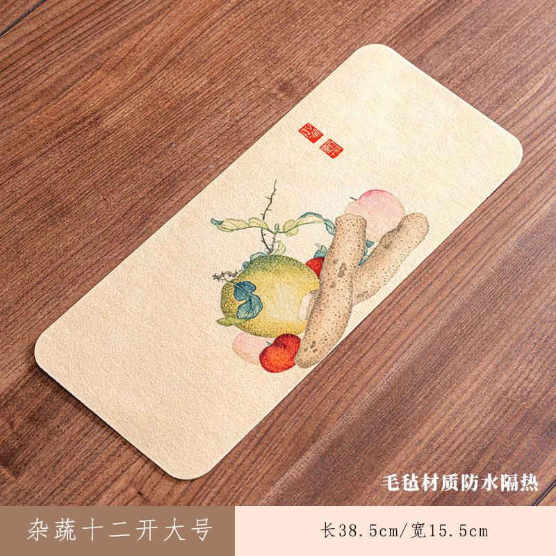 Miscellaneous Vegetables Rectangle Tea Table Mats Luxury Drink Coaster Household Dinner Table Cloth Mat Tea Ceremony Ornaments