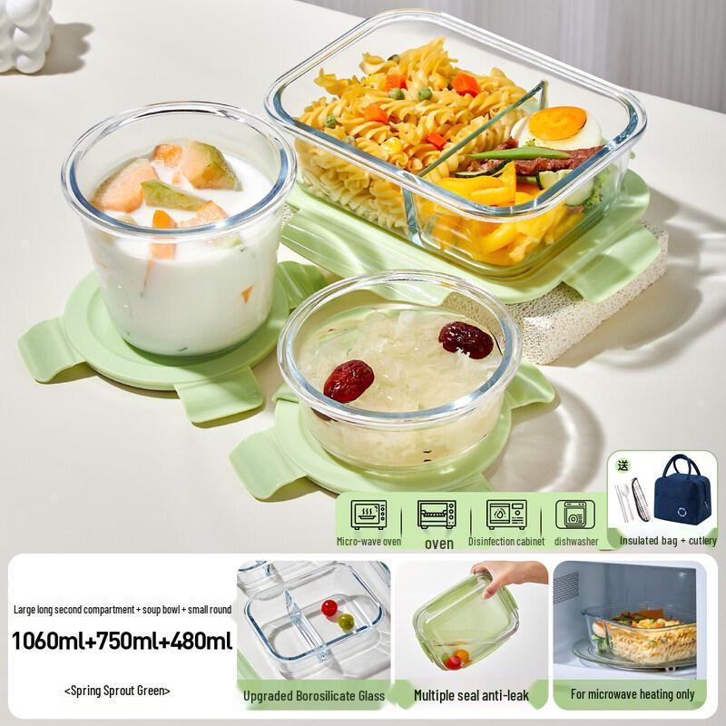 Qiwei Compartmented Glass Lunch Box