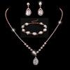 Bright Diamond Zircon Water Drop Necklace Earrings Wedding Jewelry, Shooting Jewelry Set