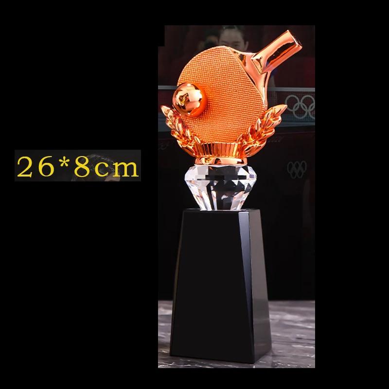 Customized Table Tennis and Volleyball Balls, Crystal Trophy, Gold Silver Copper, Creative Sports Home Decor Award Souvenir, 1Pc