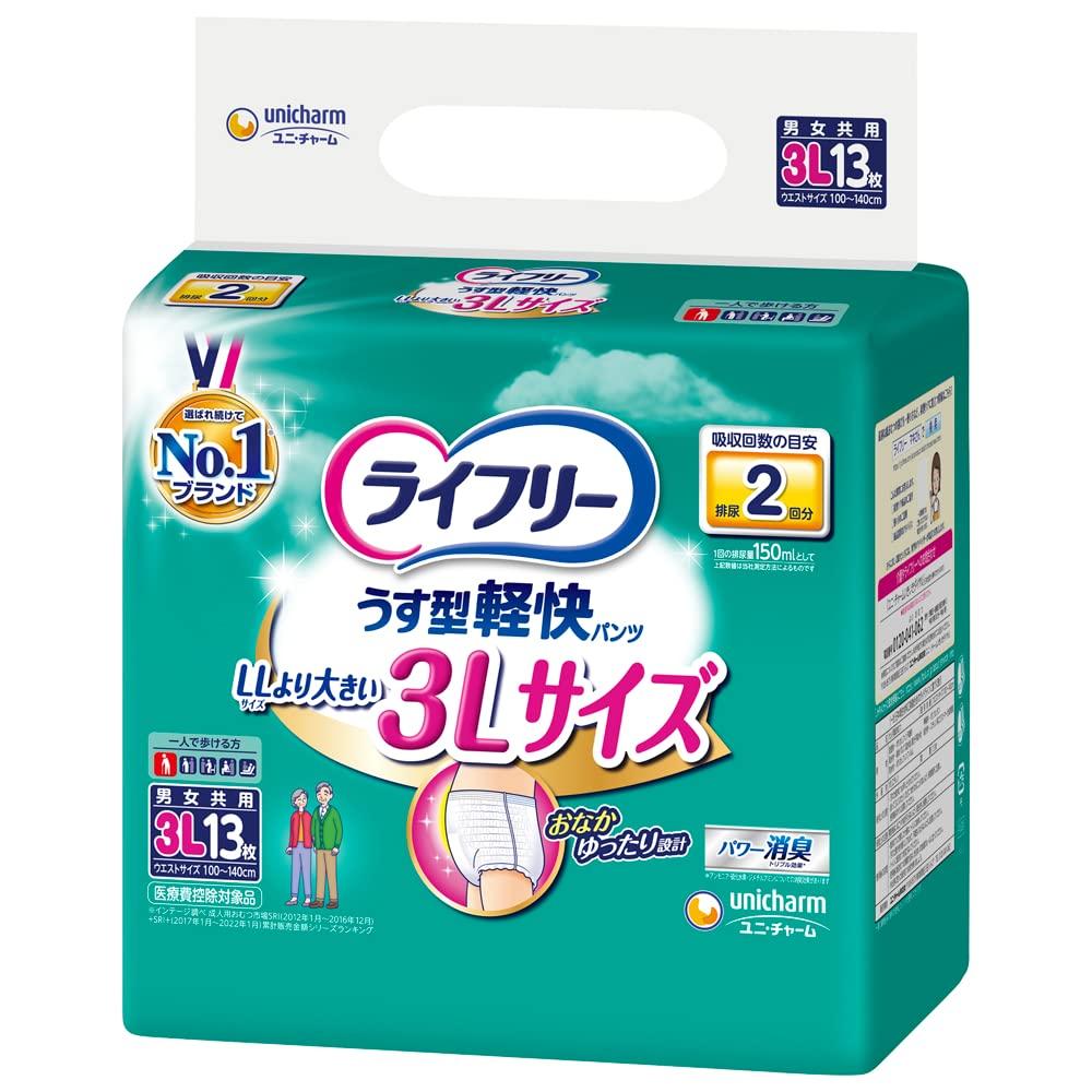 

Lifree для тех, кто может ходить Тонкие и удобные 3L 13 взрослых подгузников [Для самостоятельно] трусики, впитываемость 2 раза, размер, штук, светло-синий