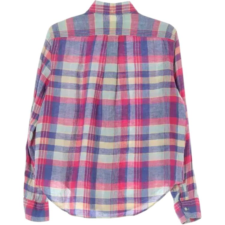 Polo Ralph Lauren Embroidered Plaid Long Sleeve Linen Shirt Women Shirts 211663268-001