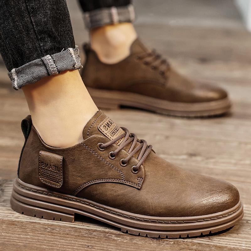Leather shoes new spring casual derby dad business dress British style low top Martin boots