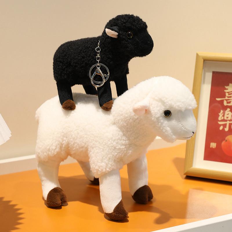 18/30см Реалистичная плюшевая игрушка Овечка Белая,Черная Имитация овечки Плюшевая кукла Подвеска Овечка Мягкая игрушка Подарок на день рождения для ребенка