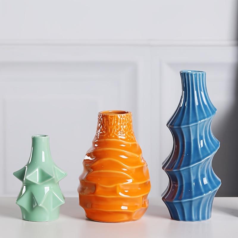 

Набор из 3 больших ваз для домашнего декора, креативные керамические вазы, вазы для цветов, украшения, зеленый, синий, оранжевый, набор ваз необычной формы с трехцветной стыковкой,