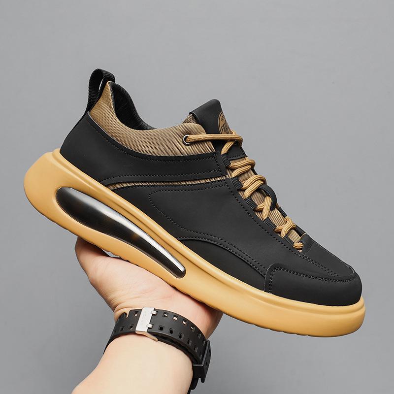 Casual Leather Shoes Men's Soft Sole Lightweight Breathable Fashion Trend Men's Shoes 2025 New Lace-up Round Head Sports Casual Shoes
