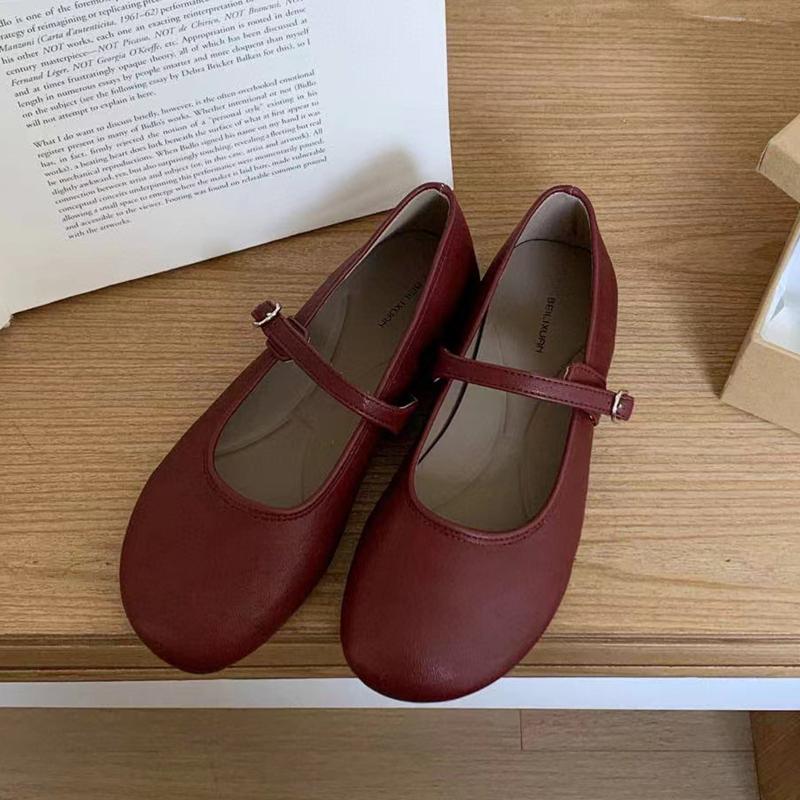 

Fashion SUOJIALUN Autumn Women Flat Shoes Fashion Round Toe Shallow Slip On Ladies Casual Mary Jane Shoe Soft Flat Heel Dress Single Sho 39 красный