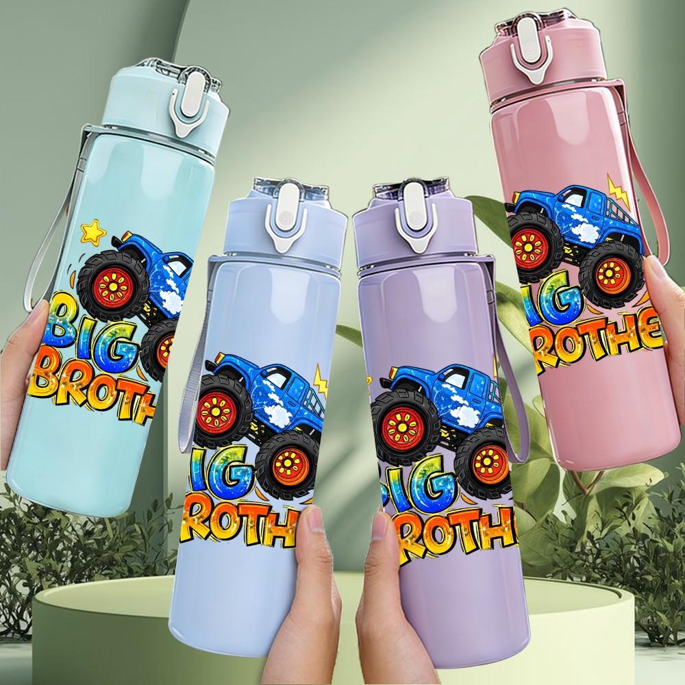1PC Colorful Race Car Cartoon Badge Print 750ml Color Plastic Sports Water Bottle Leakproof Flip Straw Lid Suitable for Sports Office Home Use