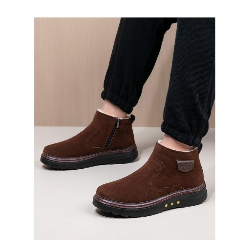 Men's High-Top Winter Snow Boots, Genuine Wool Lined Slip-Resistant Cold Weather Shoes, Warm Waterproof Outdoor Boots for Men