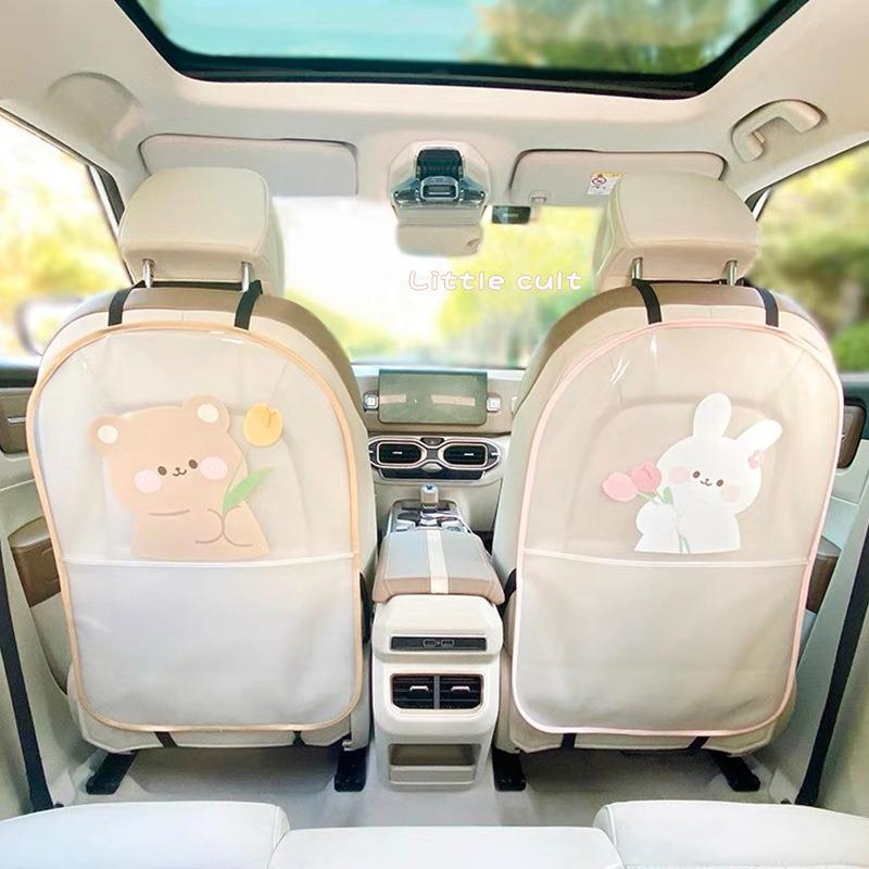 Cartoon Tulip Pattern Multifunctional Car Seat Back Anti Kick Protection Mat