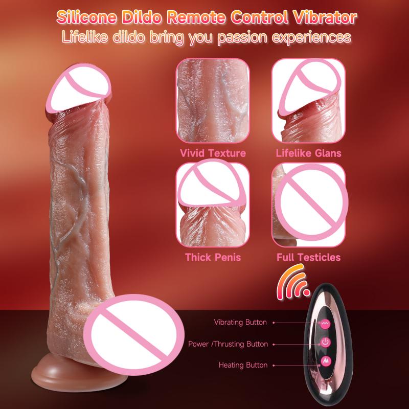Telescopic Female Vibrator Dildo for Remotely Controlled Heating Realistic Big Penis Massager Masturbator Sex Toys for Women Men