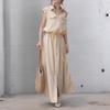 Women's Spring/Autumn Turn-Down Collar Maxi Shirt Dress - Long Sleeve, Solid Color, Casual