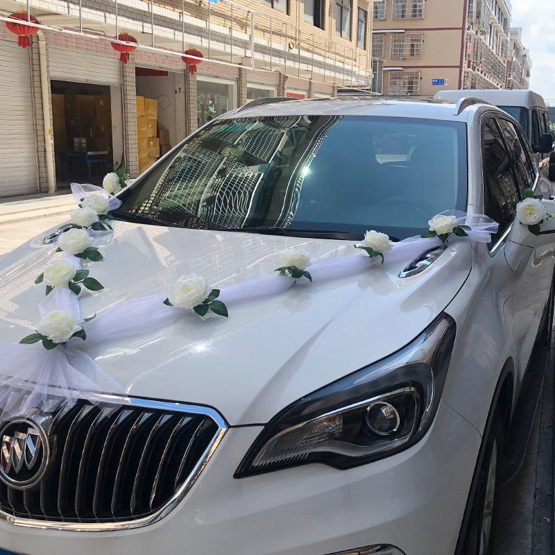 Svatební auto Květinová dekorace na kapotu - Kreativní Doprovodné Svatební Auto Kompletní Sada