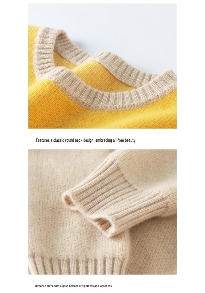 Women's Simple Fair Isle Snowflake Cashmere Sweater - Autumn/Winter Knitwear Pullover