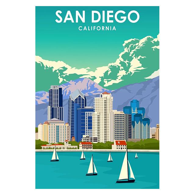 Abstrakte Cartoon Stadt Reise Drucke Poster Leinwand Malerei Hd Modern Wandkunst Bilder Für Wohnzimmer Schlafzimmer Heimdekoration