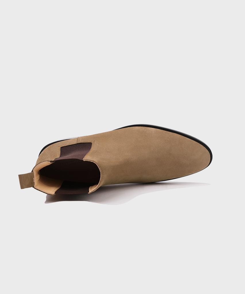 Firenze Atelier Rians_Slim Toe Square Banding Chelsea Boots 3338 [Beige Nubuck]