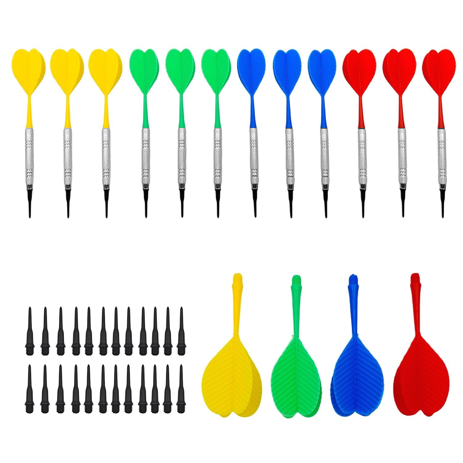 

KKLM darts 12pcs 14g soft darts for beginners and intermediate players, practice darts, suitable for parties and events