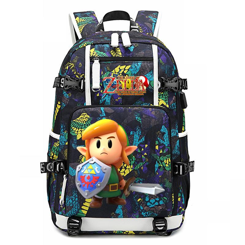 Zelda Zelda Plecak z Nadrukiem Akcesoria Outdoorowy Port USB Duża Pojemność Plecak Podróżny