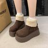 Thick-soled height-increasing small man fleece snow boots women's 2025 winter warm fashion cotton shoes wool cotton boots short boots