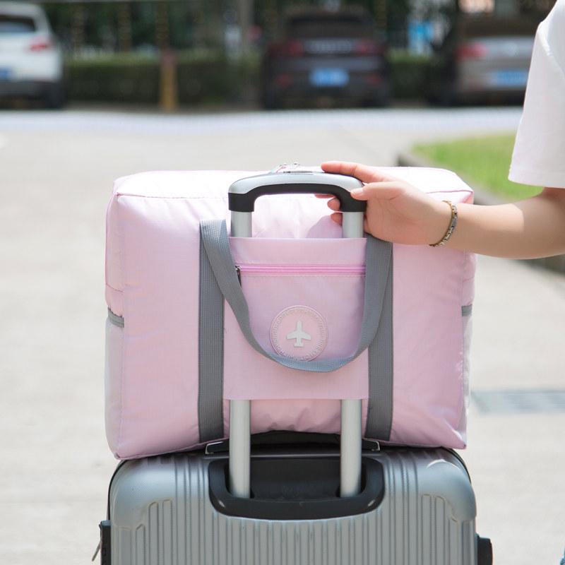Thickened Logo Foldable Luggage Bag - Attachable Suitcase Travel & Storage Solution