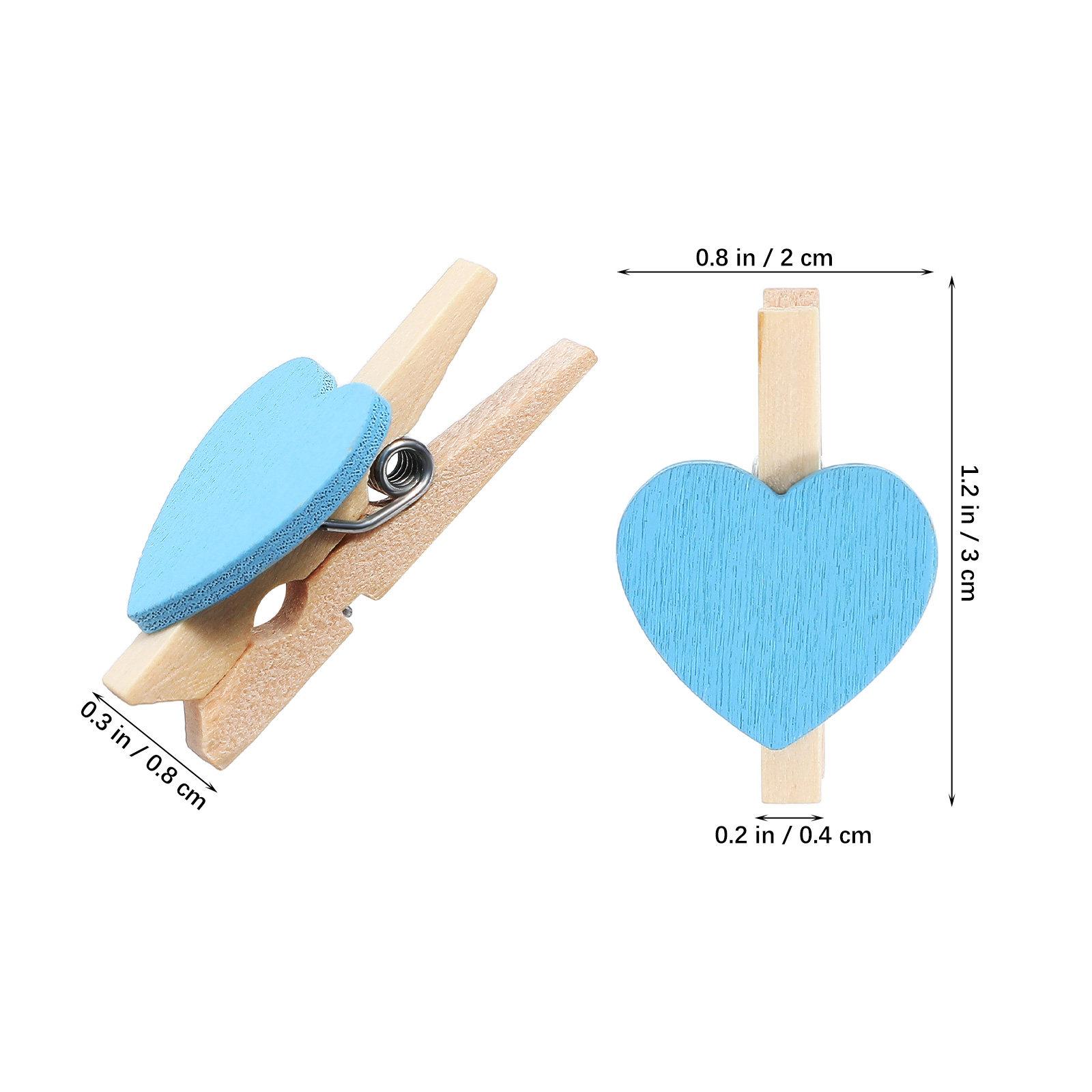 

50Pcs Small Wooden Clips for Photo Wall Hanging Craft Decoration Love Heart Design Mini Fixation Clip Home Office Room Display синий